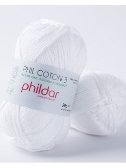 Pelote de fil - COTON 3 - Phildar COULEURS COTON 3 Blanc